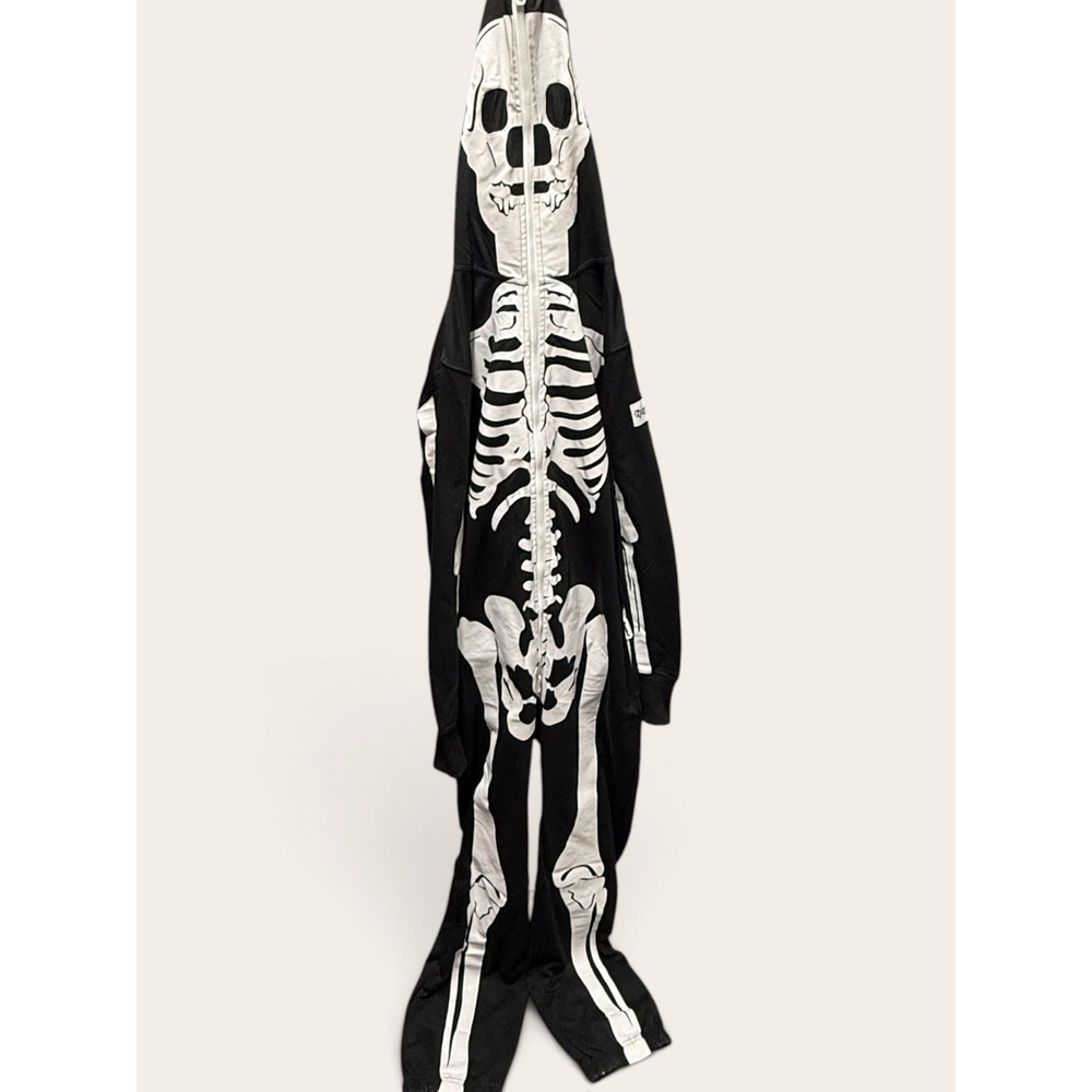 Tipsy Elves Skeleton Costume Jumpsuit Black White Full Zip Mask Hood Mens S NEW